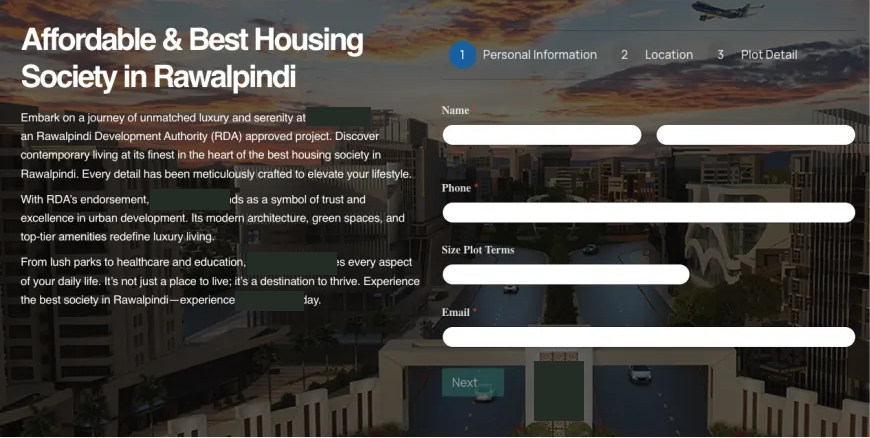 Cropped or redacted website screenshot: real estate website — rawalpindi