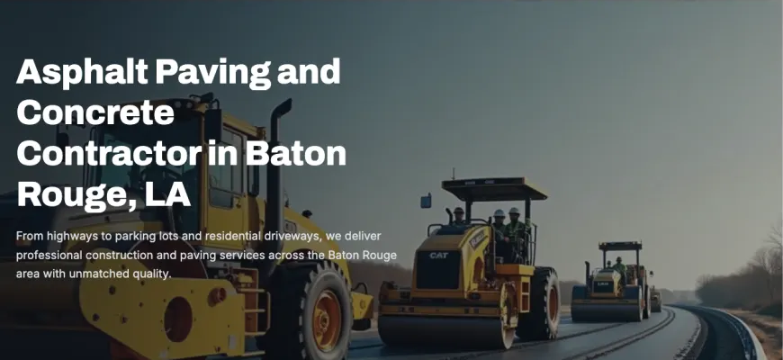 Cropped or redacted website screenshot: paving services website — baton rouge