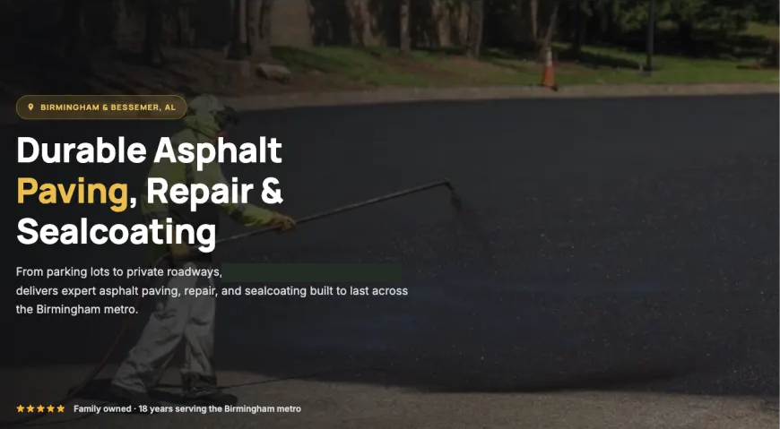 Cropped or redacted website screenshot: paving contractor website — birmingham
