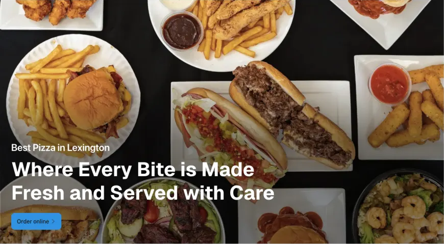 Cropped or redacted website screenshot: restaurant website — lexington