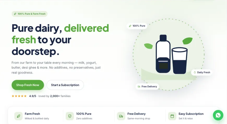 Cropped or redacted website screenshot: dairy products store — online