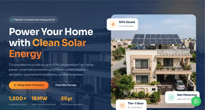 Cropped or redacted website screenshot: solar business website — pakistan