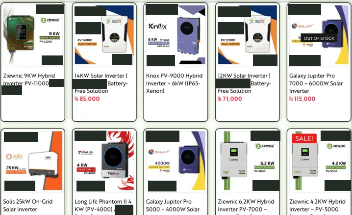 Cropped or redacted website screenshot: solar services website — kohat