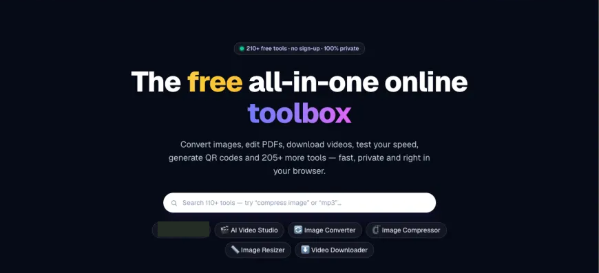 Cropped or redacted website screenshot: tools platform — online